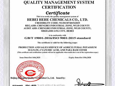 質量管理體系認證證書(英文)